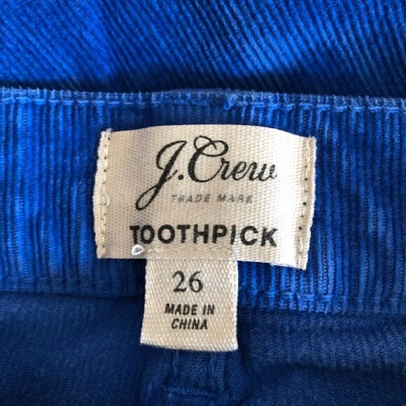 J. Crew Womens Toothpick Blue Cords Size 26 - Picture 7 of 8